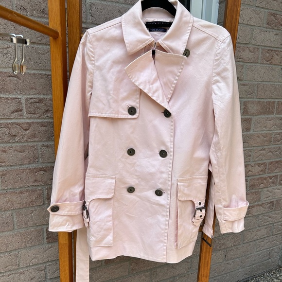 tommy hilfiger baby pink short trench coat - Picture 1 of 12